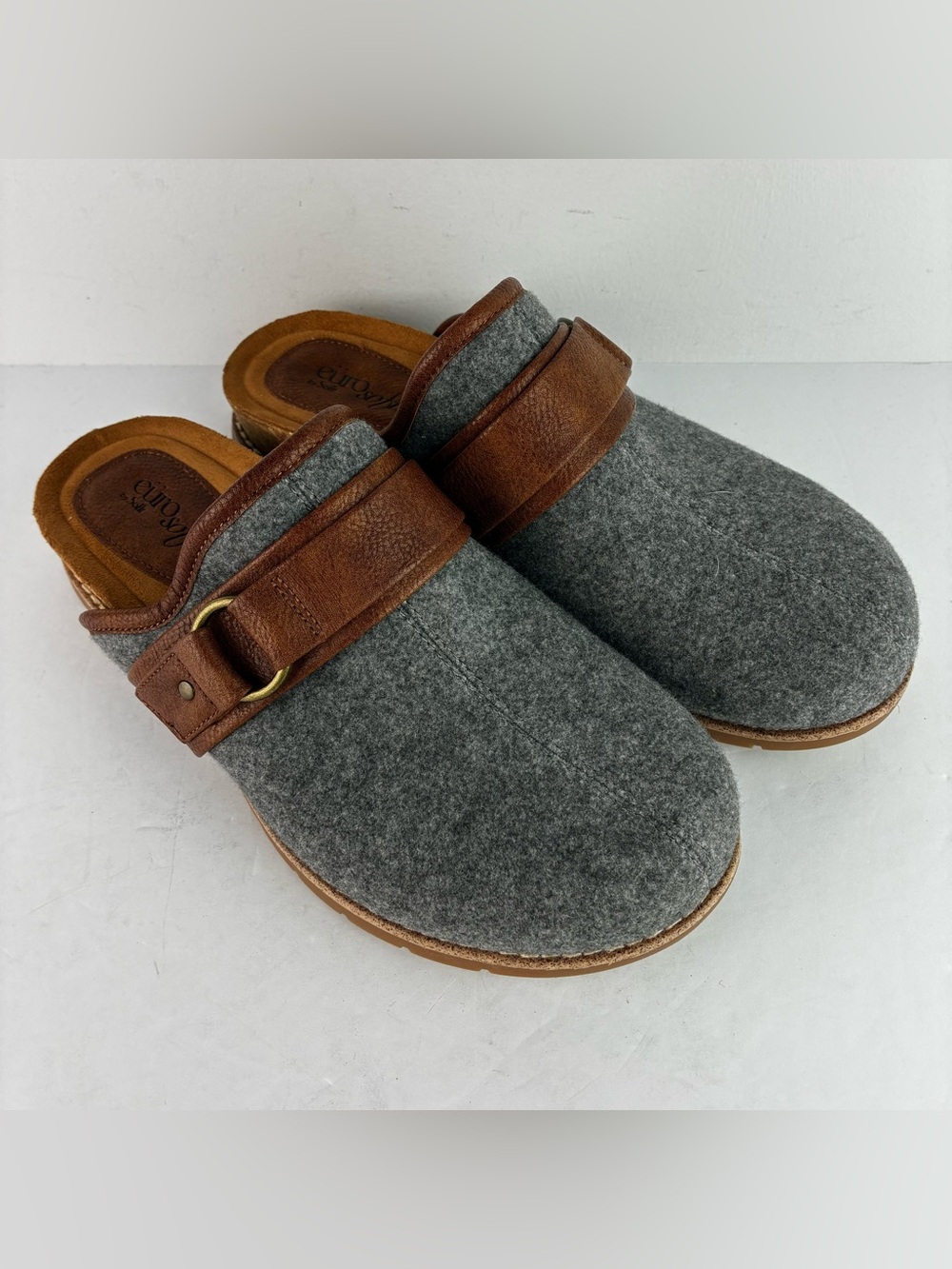 Eurosoft by Sofft Gomez Felt & Leather Buckle Clogs